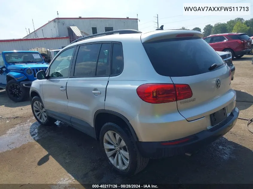 2015 Volkswagen Tiguan Se VIN: WVGAV7AXXFW511713 Lot: 40217126