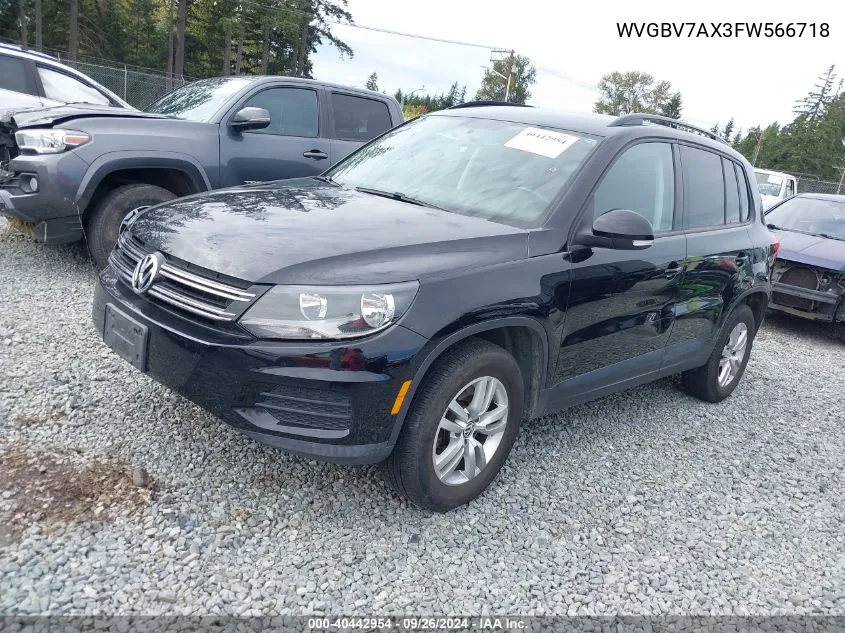 2015 Volkswagen Tiguan S VIN: WVGBV7AX3FW566718 Lot: 40442954