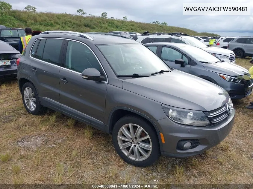 2015 Volkswagen Tiguan S/Se/Sel/R-Line VIN: WVGAV7AX3FW590481 Lot: 40538041