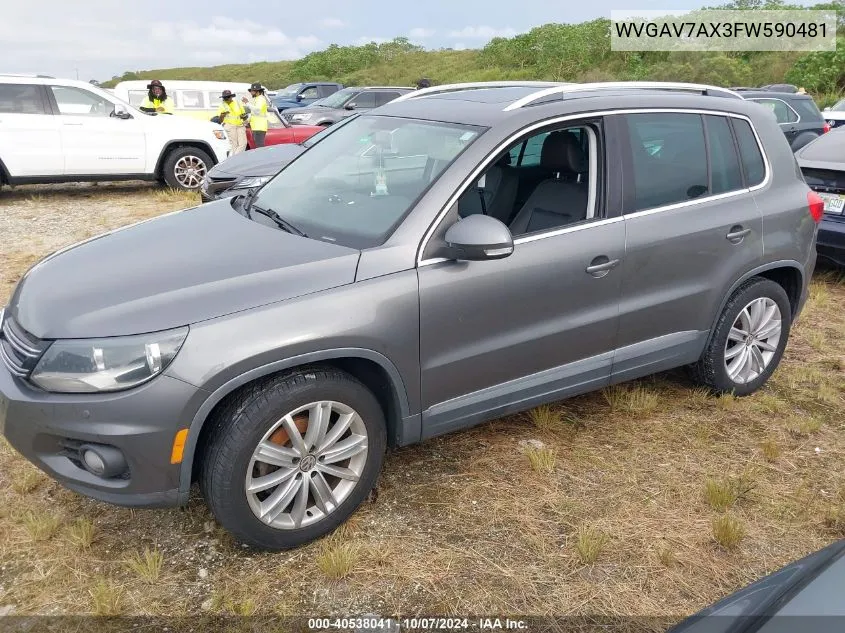 2015 Volkswagen Tiguan S/Se/Sel/R-Line VIN: WVGAV7AX3FW590481 Lot: 40538041