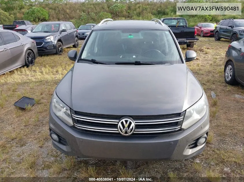 2015 Volkswagen Tiguan S/Se/Sel/R-Line VIN: WVGAV7AX3FW590481 Lot: 40538041