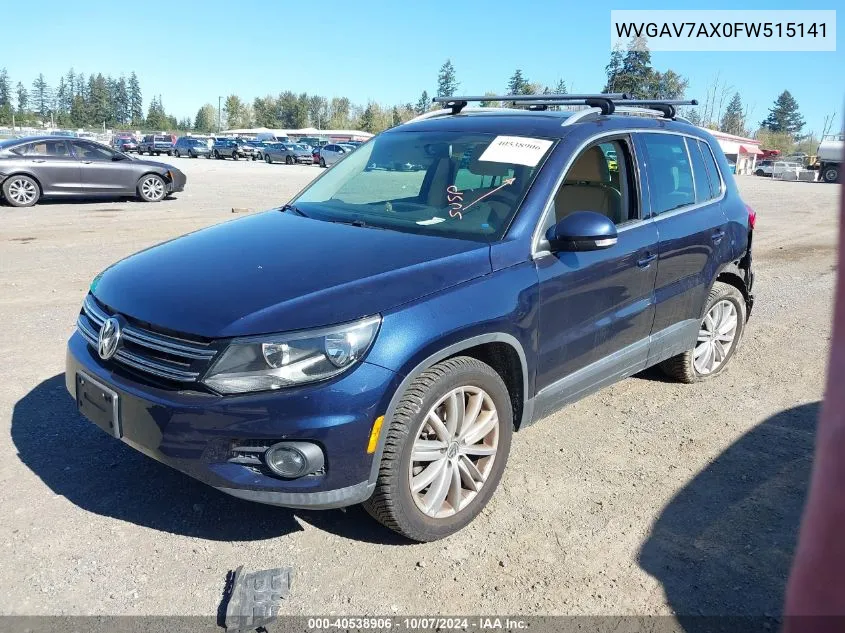 2015 Volkswagen Tiguan Se VIN: WVGAV7AX0FW515141 Lot: 40538906