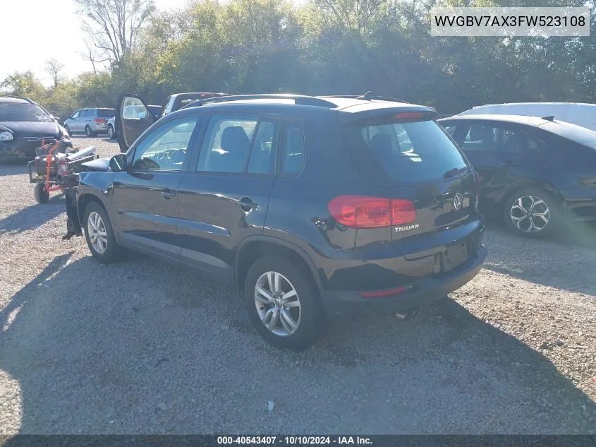 2015 Volkswagen Tiguan S VIN: WVGBV7AX3FW523108 Lot: 40543407