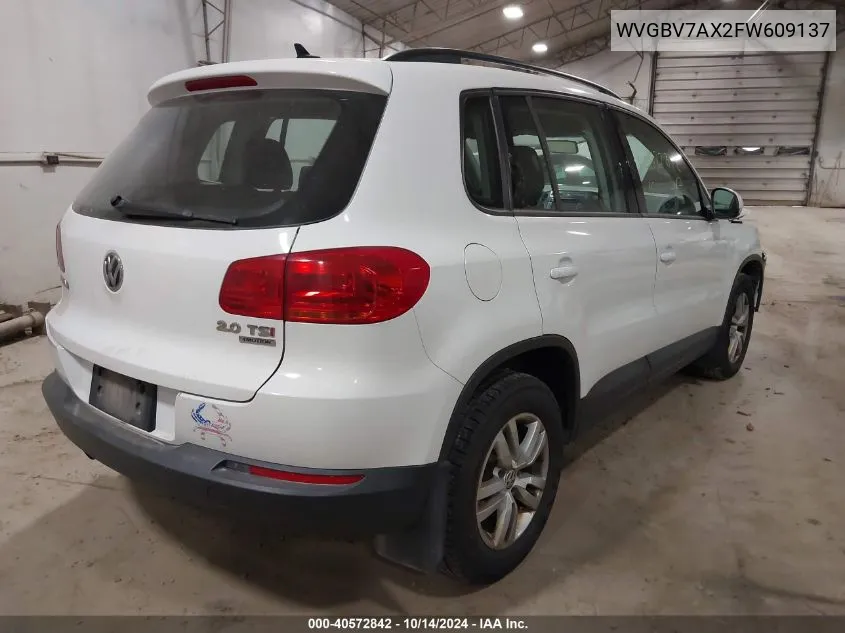 2015 Volkswagen Tiguan S/Se/Sel/R-Line VIN: WVGBV7AX2FW609137 Lot: 40572842