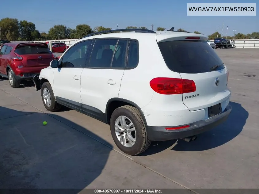 2015 Volkswagen Tiguan S VIN: WVGAV7AX1FW550903 Lot: 40576997