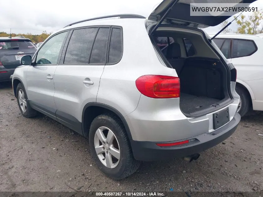 2015 Volkswagen Tiguan S/Se/Sel/R-Line VIN: WVGBV7AX2FW580691 Lot: 40587267