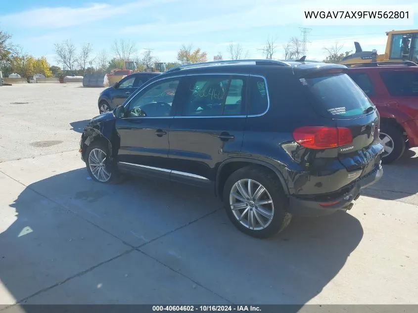 2015 Volkswagen Tiguan Se VIN: WVGAV7AX9FW562801 Lot: 40604602