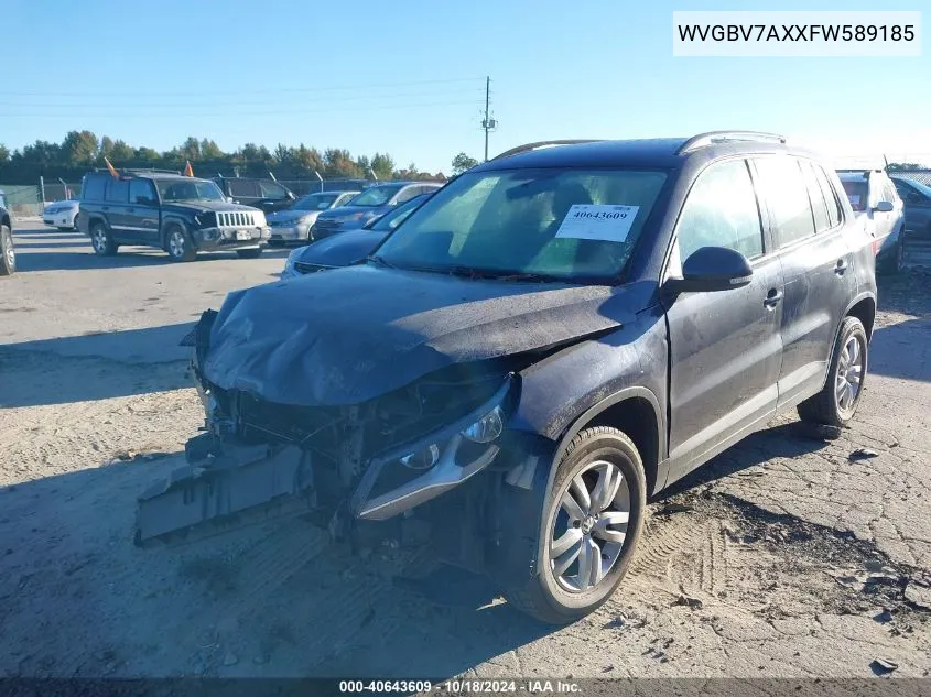 2015 Volkswagen Tiguan S VIN: WVGBV7AXXFW589185 Lot: 40643609