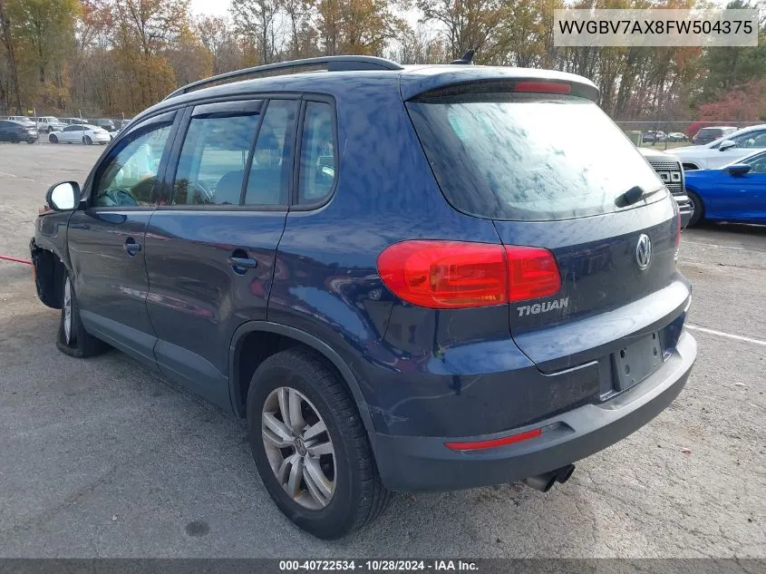 2015 Volkswagen Tiguan S VIN: WVGBV7AX8FW504375 Lot: 40722534