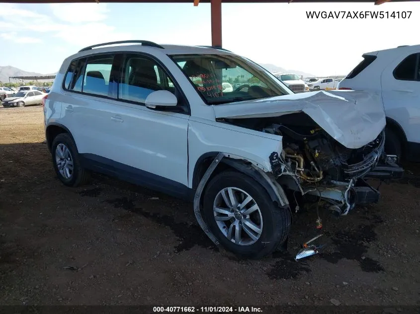 2015 Volkswagen Tiguan S VIN: WVGAV7AX6FW514107 Lot: 40771662