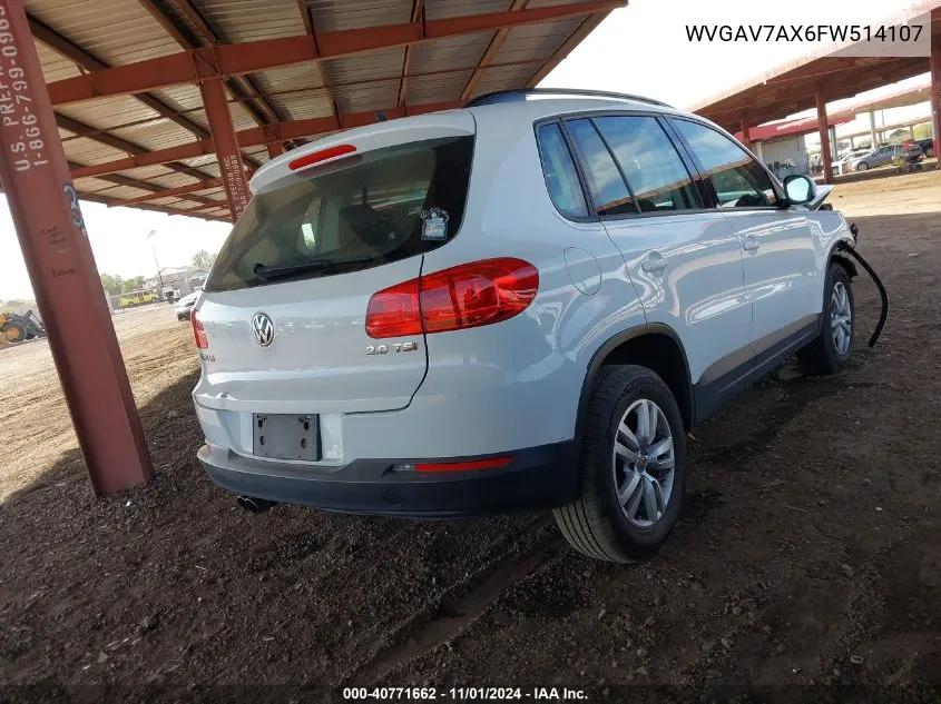 2015 Volkswagen Tiguan S VIN: WVGAV7AX6FW514107 Lot: 40771662