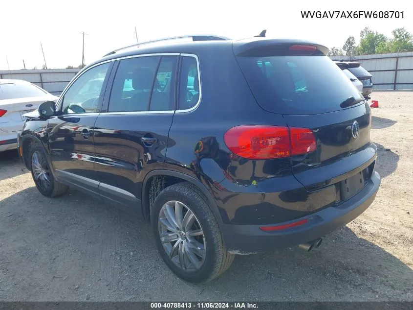 2015 Volkswagen Tiguan Se VIN: WVGAV7AX6FW608701 Lot: 40788413