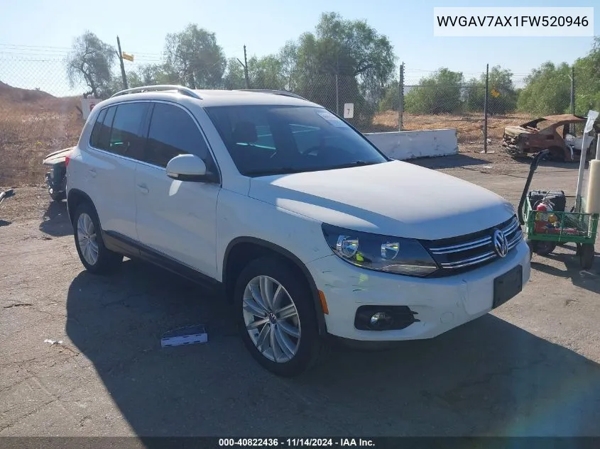 2015 Volkswagen Tiguan Sel VIN: WVGAV7AX1FW520946 Lot: 40822436