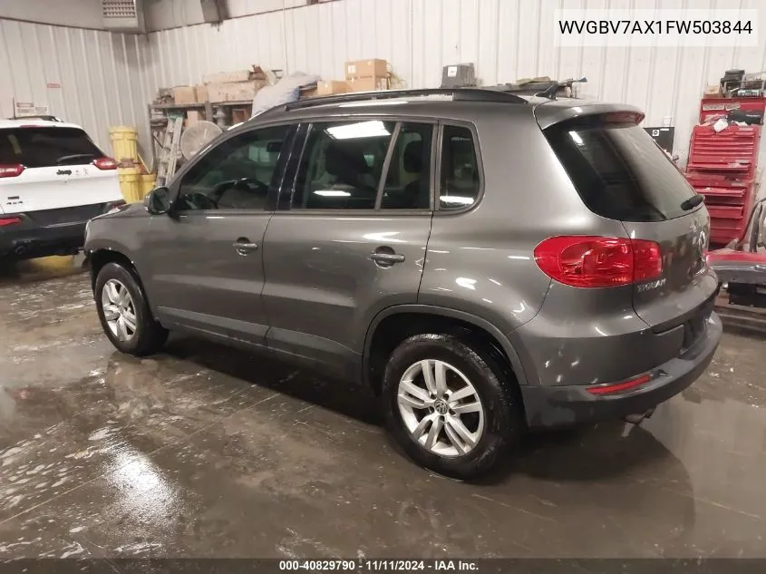 2015 Volkswagen Tiguan S VIN: WVGBV7AX1FW503844 Lot: 40829790