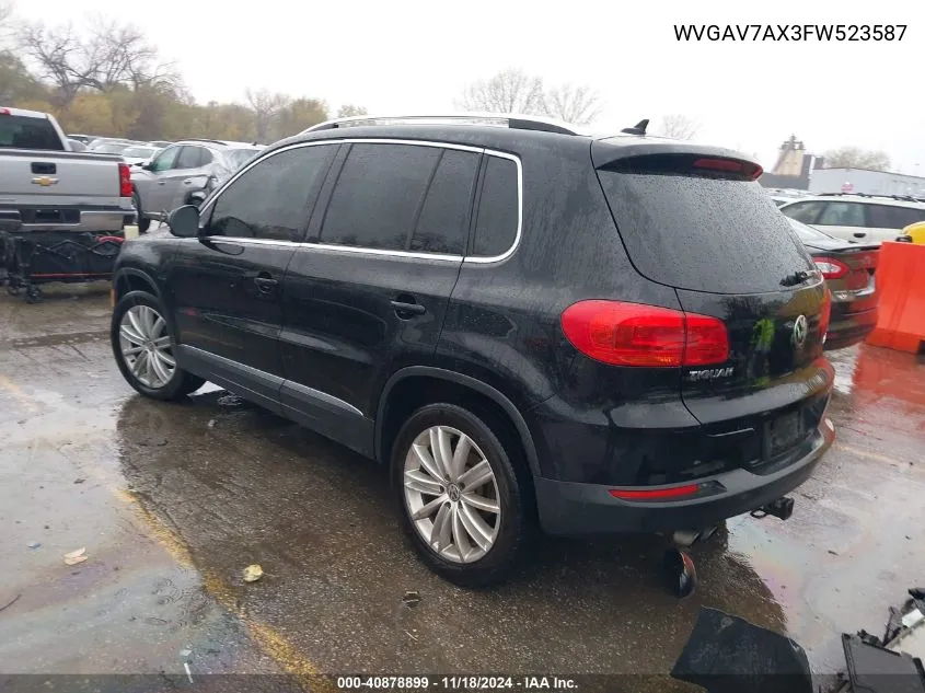 2015 Volkswagen Tiguan Se VIN: WVGAV7AX3FW523587 Lot: 40878899