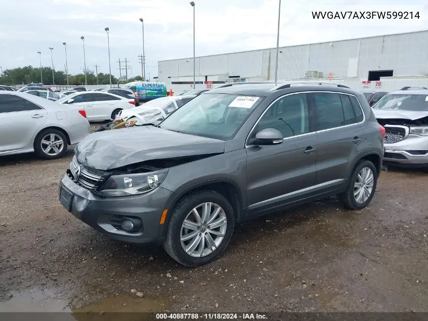 2015 Volkswagen Tiguan Sel VIN: WVGAV7AX3FW599214 Lot: 40887788