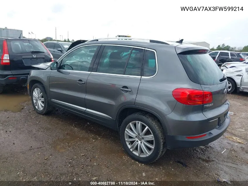 2015 Volkswagen Tiguan Sel VIN: WVGAV7AX3FW599214 Lot: 40887788