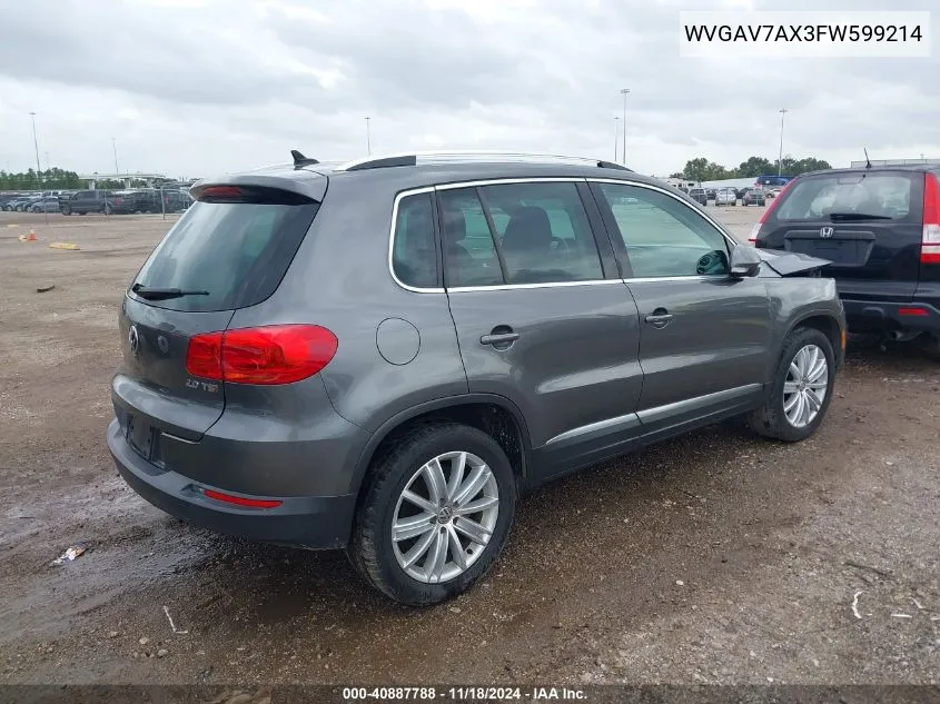 2015 Volkswagen Tiguan Sel VIN: WVGAV7AX3FW599214 Lot: 40887788