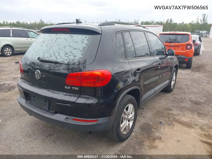 2015 Volkswagen Tiguan S VIN: WVGAV7AX7FW506565 Lot: 40926237