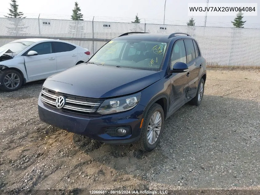 2016 Volkswagen Tiguan VIN: WVGJV7AX2GW064084 Lot: 12066681