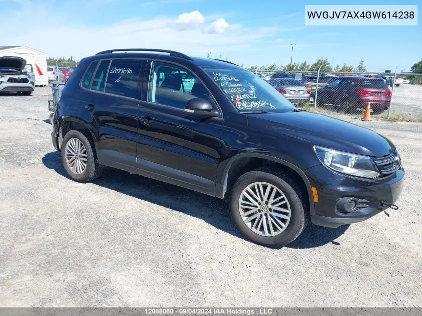 2016 Volkswagen Tiguan VIN: WVGJV7AX4GW614238 Lot: 12088080