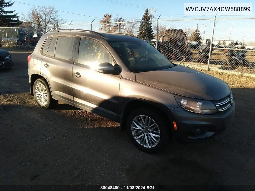 2016 Volkswagen Tiguan Comfort/High/R-Line/Sp Ed VIN: WVGJV7AX4GW588899 Lot: 30048400