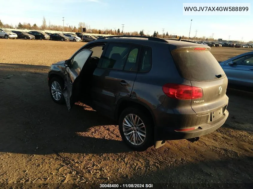 2016 Volkswagen Tiguan Comfort/High/R-Line/Sp Ed VIN: WVGJV7AX4GW588899 Lot: 30048400