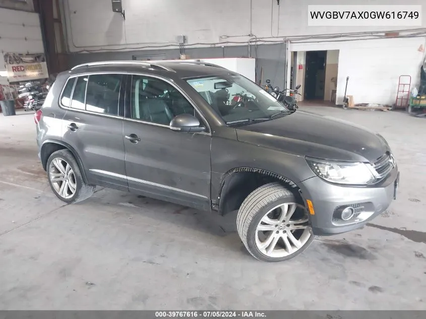 2016 Volkswagen Tiguan Sel VIN: WVGBV7AX0GW616749 Lot: 39767616