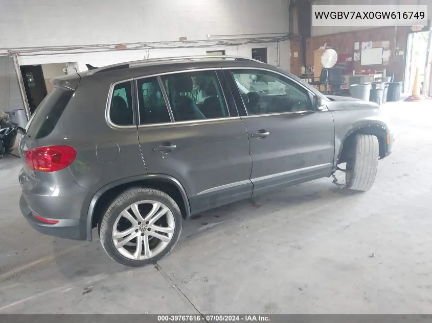 2016 Volkswagen Tiguan Sel VIN: WVGBV7AX0GW616749 Lot: 39767616