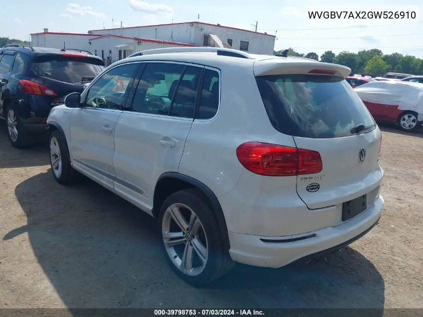 2016 Volkswagen Tiguan R-Line VIN: WVGBV7AX2GW526910 Lot: 39798753