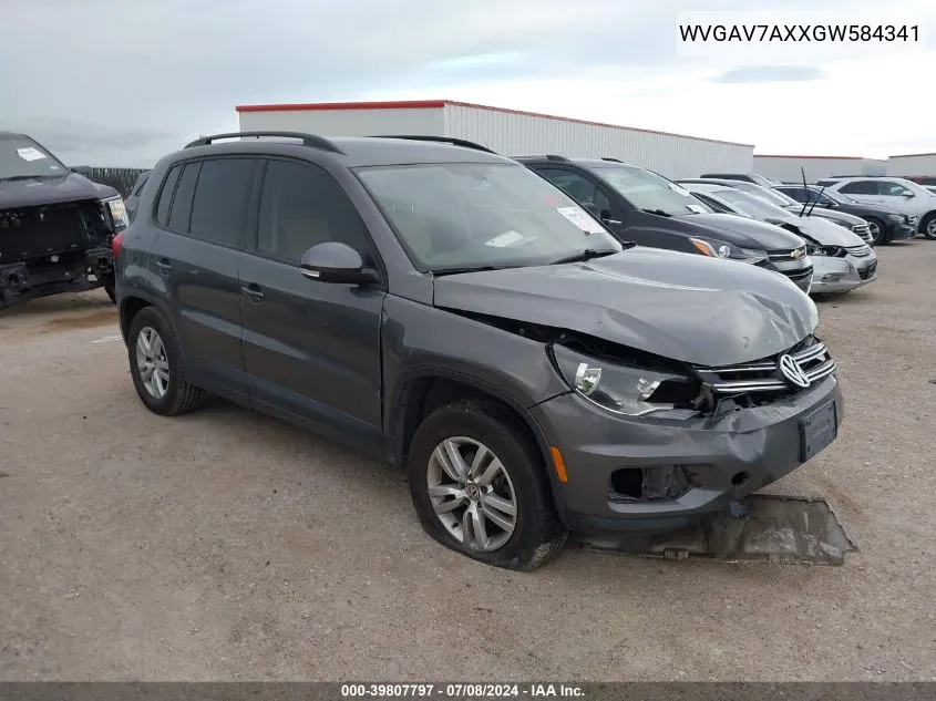 2016 Volkswagen Tiguan S VIN: WVGAV7AXXGW584341 Lot: 39807797