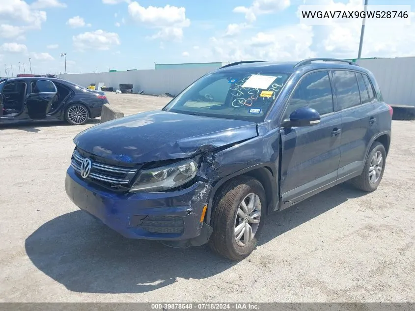 2016 Volkswagen Tiguan S VIN: WVGAV7AX9GW528746 Lot: 39878548