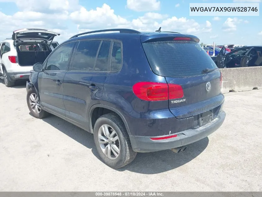 2016 Volkswagen Tiguan S VIN: WVGAV7AX9GW528746 Lot: 39878548