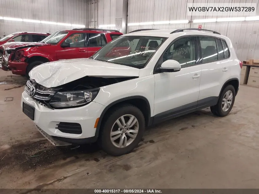 WVGBV7AX2GW537289 2016 Volkswagen Tiguan S