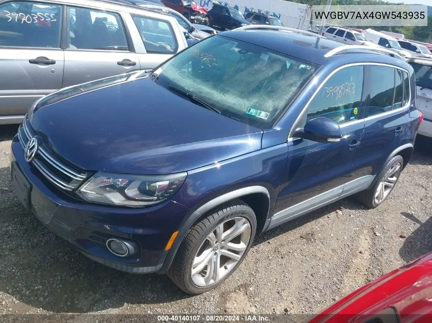 2016 Volkswagen Tiguan Sel VIN: WVGBV7AX4GW543935 Lot: 40140107