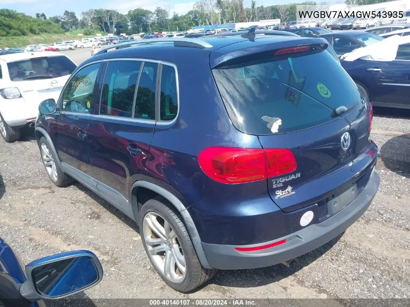 2016 Volkswagen Tiguan Sel VIN: WVGBV7AX4GW543935 Lot: 40140107