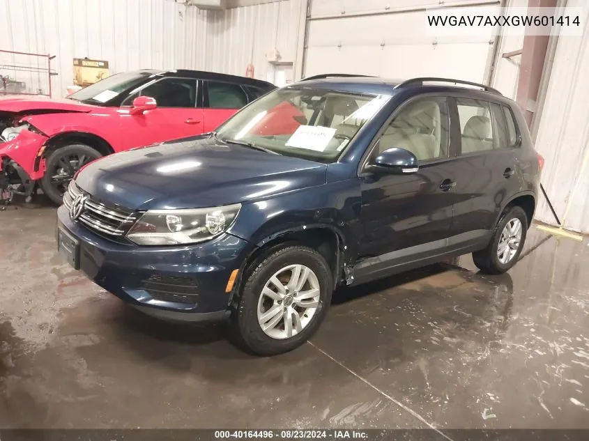 2016 Volkswagen Tiguan S VIN: WVGAV7AXXGW601414 Lot: 40164496