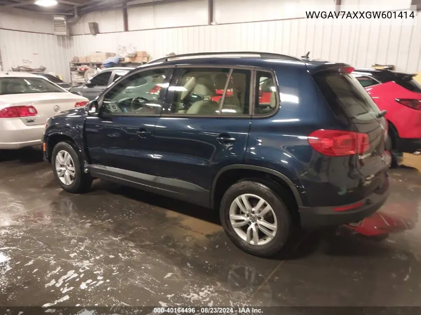 2016 Volkswagen Tiguan S VIN: WVGAV7AXXGW601414 Lot: 40164496