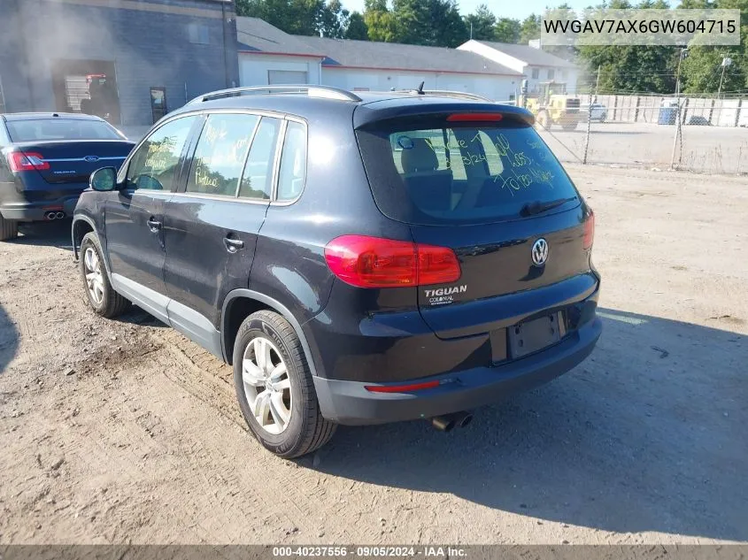 2016 Volkswagen Tiguan S VIN: WVGAV7AX6GW604715 Lot: 40237556