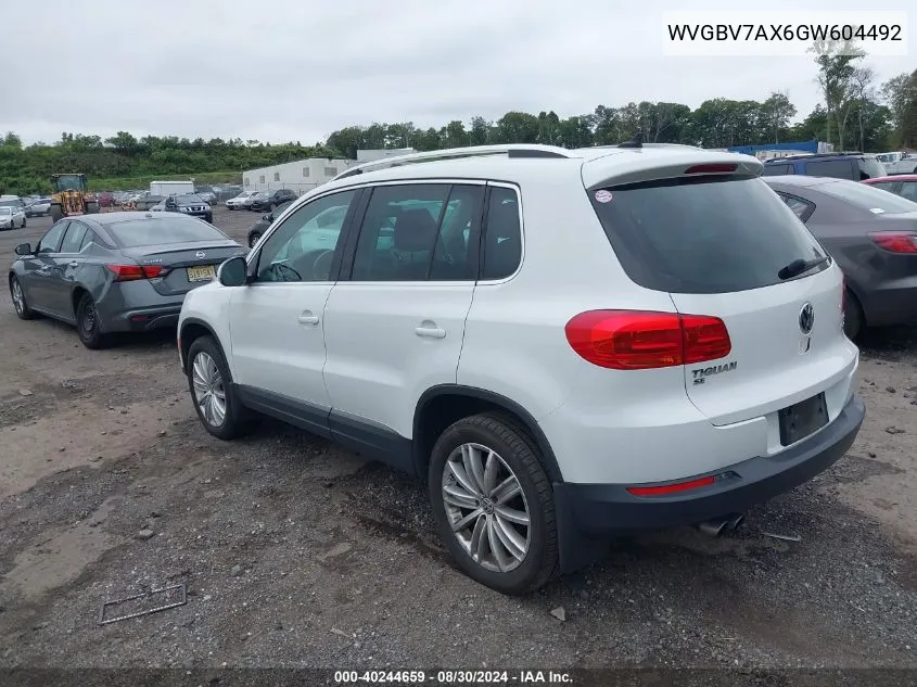 2016 Volkswagen Tiguan Se VIN: WVGBV7AX6GW604492 Lot: 40244659