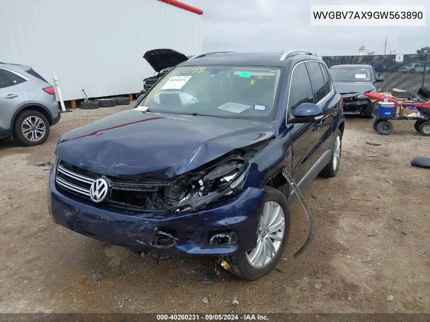 2016 Volkswagen Tiguan S/Se/Sel/R-Line VIN: WVGBV7AX9GW563890 Lot: 40260231