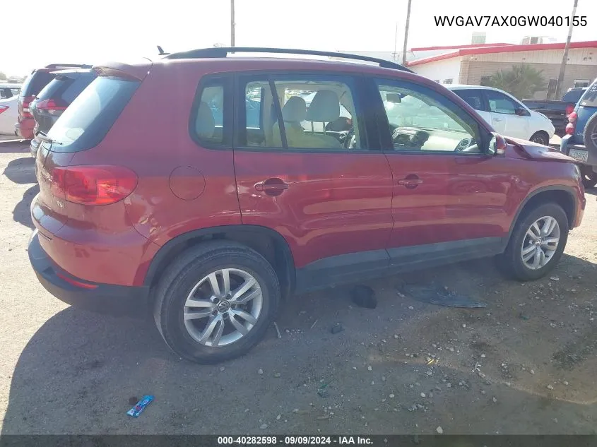 WVGAV7AX0GW040155 2016 Volkswagen Tiguan S