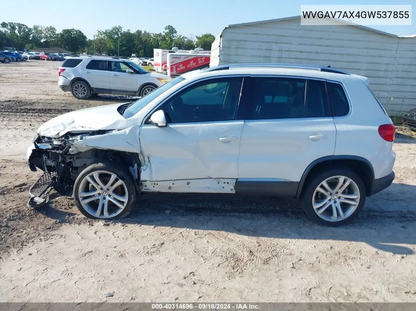 2016 Volkswagen Tiguan S/Se/Sel/R-Line VIN: WVGAV7AX4GW537855 Lot: 40314696