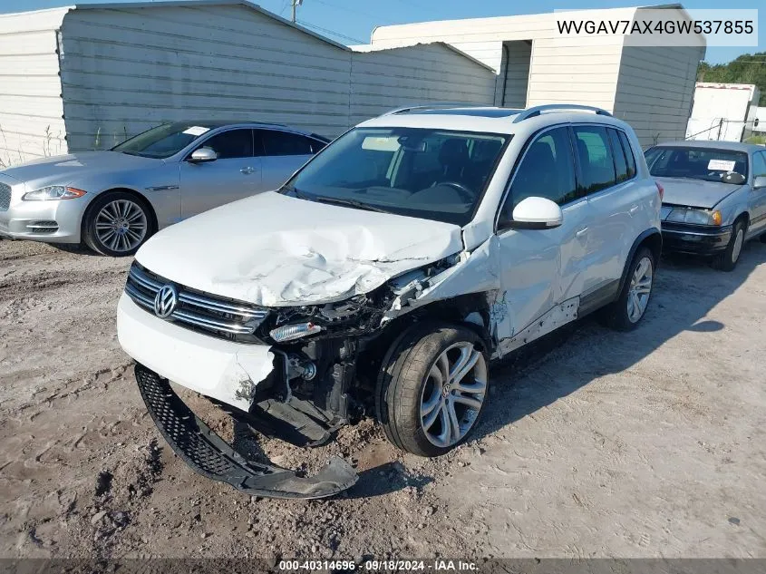 2016 Volkswagen Tiguan S/Se/Sel/R-Line VIN: WVGAV7AX4GW537855 Lot: 40314696