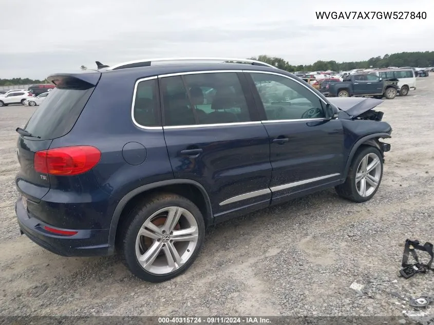 2016 Volkswagen Tiguan S/Se/Sel/R-Line VIN: WVGAV7AX7GW527840 Lot: 40315724