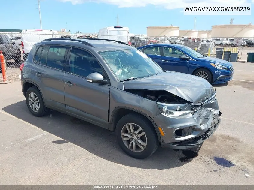 2016 Volkswagen Tiguan S VIN: WVGAV7AXXGW558239 Lot: 40337169