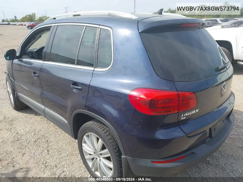 WVGBV7AX8GW573794 2016 Volkswagen Tiguan Se