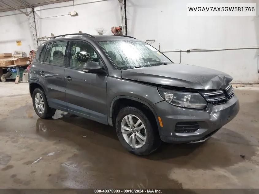 WVGAV7AX5GW581766 2016 Volkswagen Tiguan S