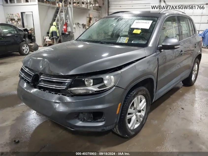 WVGAV7AX5GW581766 2016 Volkswagen Tiguan S