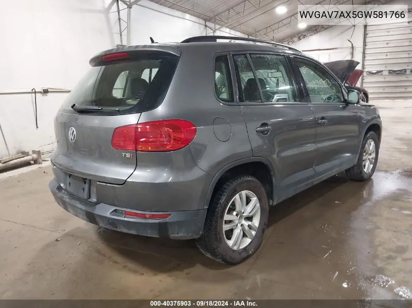 WVGAV7AX5GW581766 2016 Volkswagen Tiguan S